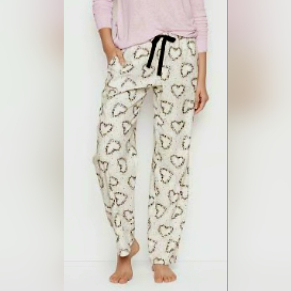 Victoria's Secret Speckled Hearts Flannel Cotton/Modal Pajamas Pants Large - Picture 13 of 16